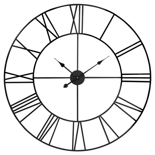 Déco Horloges murales et horloges à poser | Horloge en métal noir D88 - SN92043