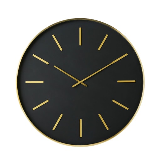 Déco Horloges murales et horloges à poser | Horloge en métal noir et doré D86 - JO07190