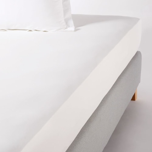 Hotelspannbetttuch aus Perkal-Baumwolle, weiß, 160x200, bis Steghöhe 28