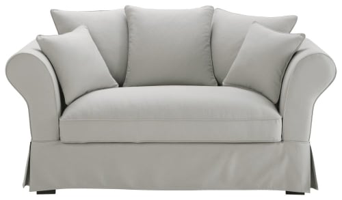 Housse de canapé 2 places en coton gris clair Roma | Maisons du Monde