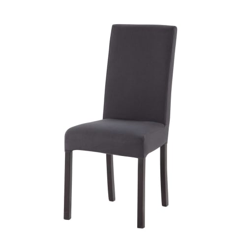 Housse de chaise en coton gris anthracite 47x57