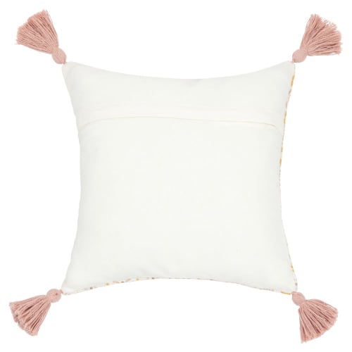 Housse De Coussin En Coton Blanc à Motifs Jaunes Et Roses 40x40