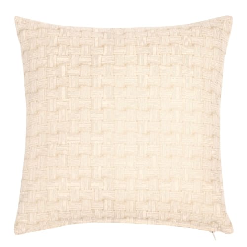 Housse De Coussin En Coton Blanc Et Doré 40x40 Indah Maisons Du Monde