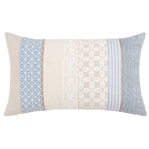 Housse De Coussin En Coton Tricolore A Motifs 30x50 Gundias Maisons Du Monde
