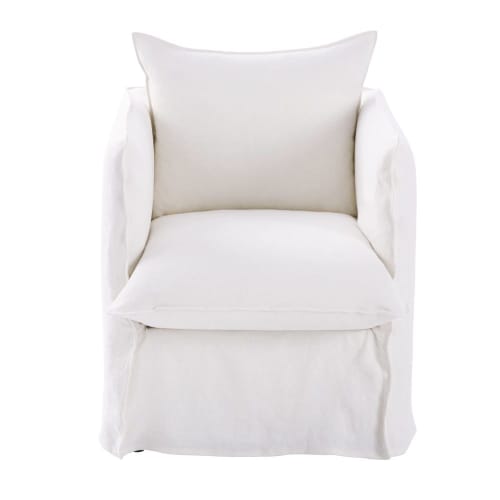 Housse de fauteuil en lin supérieur blanc