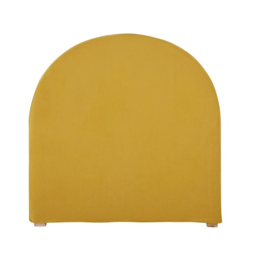 Housse de tête de lit 90 en gaze de coton bio jaune moutarde