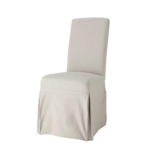 Housse longue de chaise en coton gris clair Margaux  Maisons du Monde