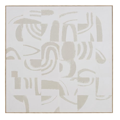 Impresión sobre lienzo de formas abstractas con marco de madera 100 x 100