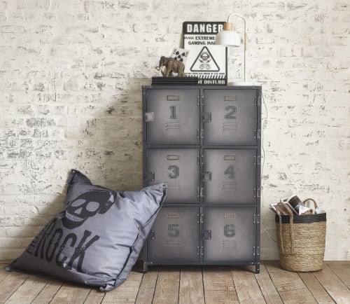 Kids Teen furniture | Industrial-Style Metal 6-Compartment Storage Cabinet - FG10499
