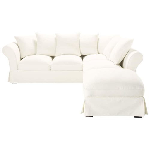 Ivory 6 Seater Cotton Corner Sofa Roma Maisons Du Monde