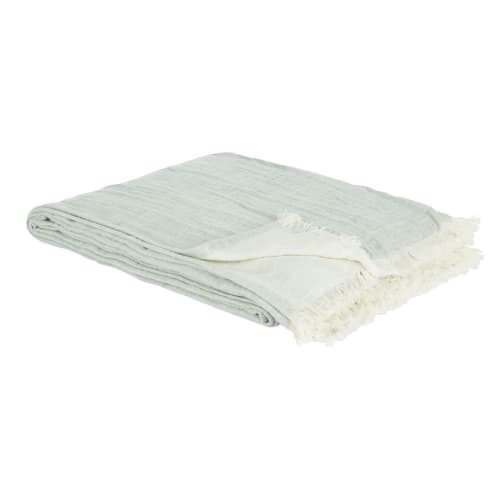 Textil Decken und Bettüberwürfe | Jadegrüne Decke aus Baumwoll- und Leinengaze, 160x210cm - KG44984