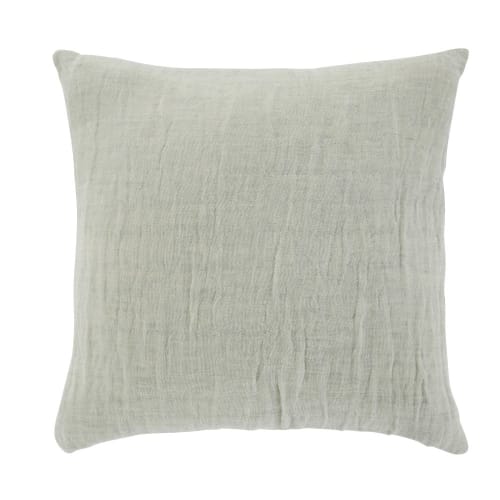 Textil Kissen und Kissenbezüge | Jadegrünes Kissen aus Baumwoll- und Leinengaze, 45x45cm - VH45239