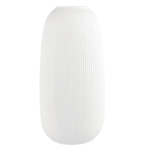 Jarrón de porcelana estriada blanca Alt.25