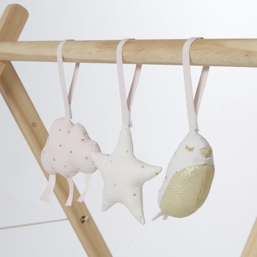 Jouets D Eveil Bebe A Suspendre Rose Dore Et Blanc X3 Bird Song Maisons Du Monde