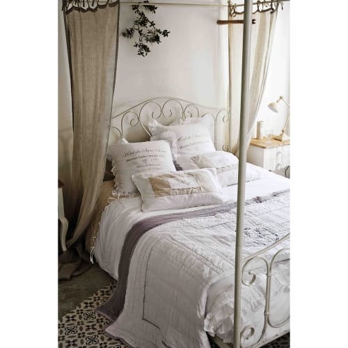 Juego de cama 220 x 240 cm de algodón blanco Sans Souci Juego de cama 220 x 240 cm de algodón blanco SANS SOUCI