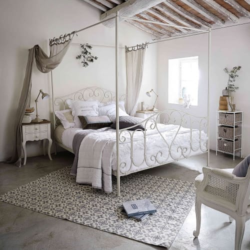 Juego de cama 220 x 240 cm de algodón blanco Sans Souci Juego de cama 220 x 240 cm de algodón blanco SANS SOUCI