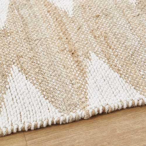 Jute And Cotton Rug With Graphic Print And Fringing 160x230 Adelria Maisons Du Monde