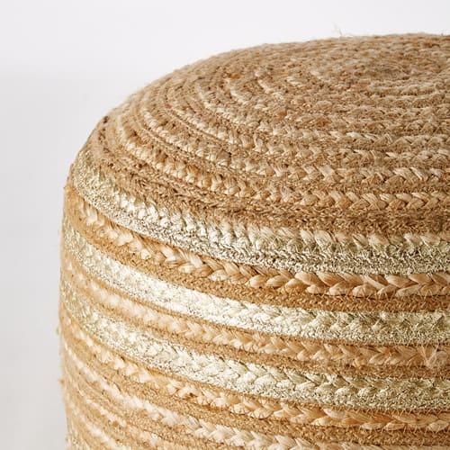 Jute Pouffe with Golden Print Maisons du Monde