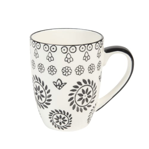 Tischkultur Tassen und Becher | Kaffeebecher aus Steinzeug, schwarz/ weiß - LP36749