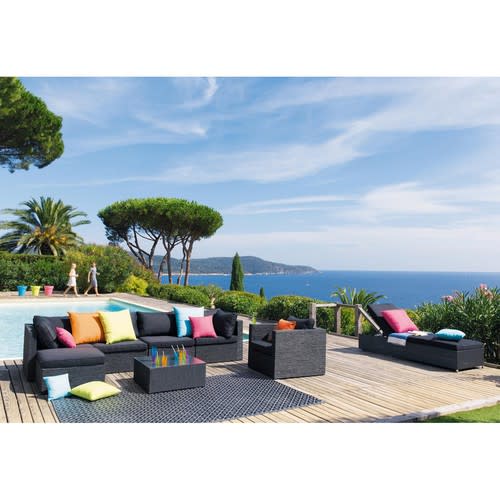 Polypropylene Outdoor Rug in Black & White 180x270 Kamari Maisons du