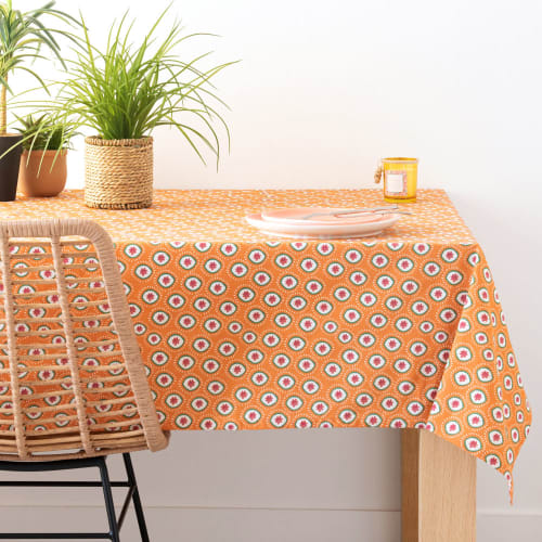 Stap opschorten Uitgraving Katoenen tafellaken met oranje print 170 x 170 cm | Maisons du Monde