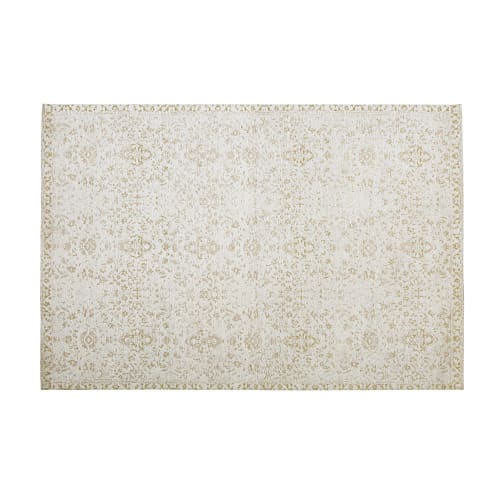 Katoenen tapijt in gebroken wit en vergulde lurex 140 x 200 cm