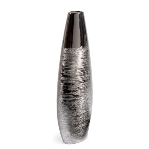 Dekoration Vasen | Keramikvase , H 59 cm, silbern - TI46585