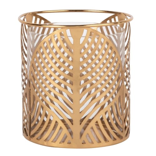 Dekoration Deko für den Festtagstisch | Kerzenhalter aus goldfarbenem Metall mit Lochmuster - TN46243