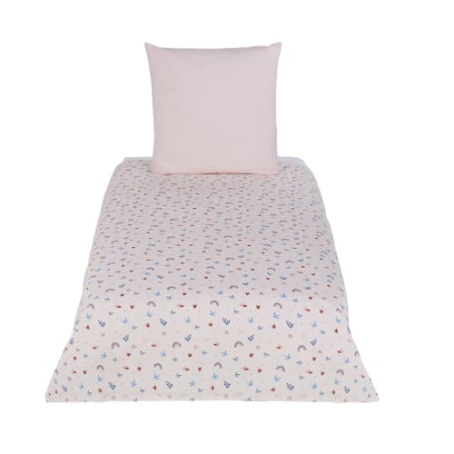 Kids Kinderbettwäsche | Kinderbettwäsche aus Bio-Baumwolle, rosa und blau mit Muster, 140x200cm - AZ61480