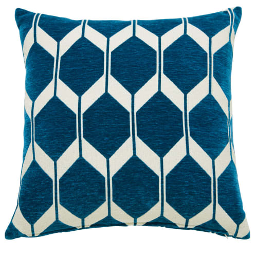 Textil Kissen und Kissenbezüge | Kissen aus blaugrünem Samt mit Jacquard-Motiven 60x60 - KQ42012