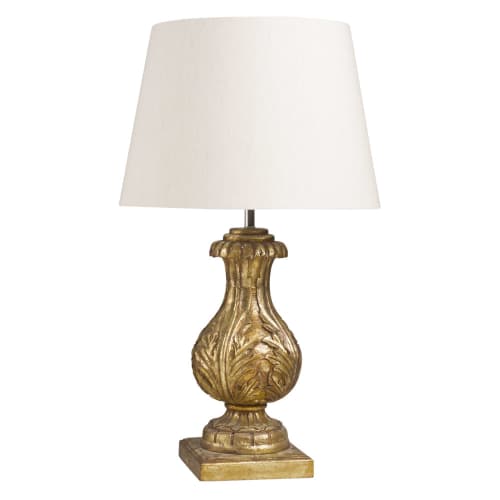 Business Lampen und dekorationsgegenstände | Klassische verzierte Lampe, goldfarben gealtert, mit weißem Baumwolle - OD73418
