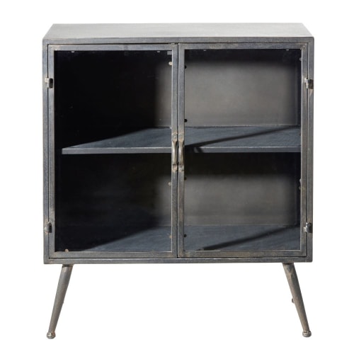 Möbel Kleinmöbel | Kleines Aufbewahrungsmöbel mit 2 Türen aus Glas und Metall - VP45082