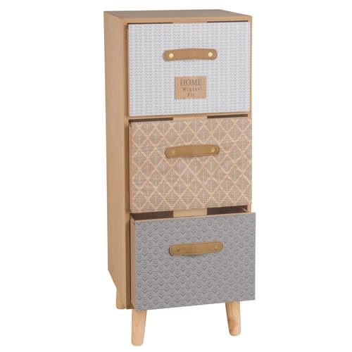 Kleines Aufbewahrungsmöbel mit 3 Schubladen mit Motiven Linette