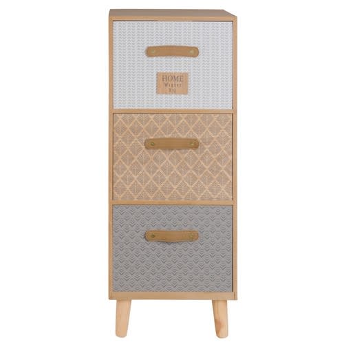 Kleines Aufbewahrungsmöbel mit 3 Schubladen mit Motiven Linette