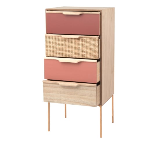 Kleines Aufbewahrungsmöbel mit 4 Schubladen aus Metall, goldfarben