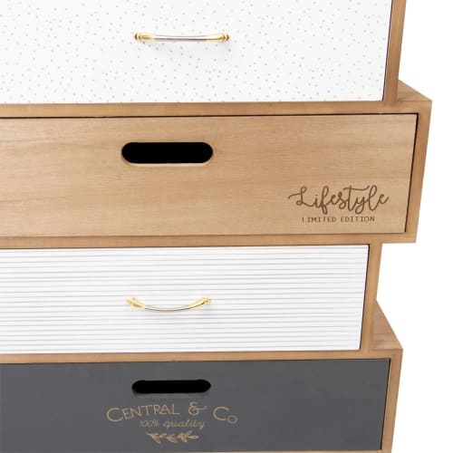 Kleines Aufbewahrungsmöbel mit 4 Schubladen, bedruckt LIFESTYLE