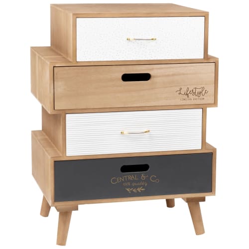 Kleines Aufbewahrungsmöbel mit 4 Schubladen, bedruckt LIFESTYLE