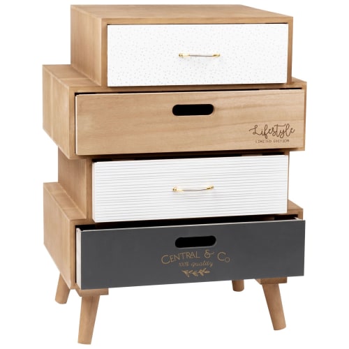 Kleines Aufbewahrungsmöbel mit 4 Schubladen, bedruckt LIFESTYLE