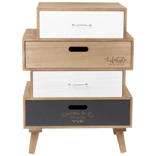 Kleines Aufbewahrungsmöbel mit 4 Schubladen, bedruckt LIFESTYLE