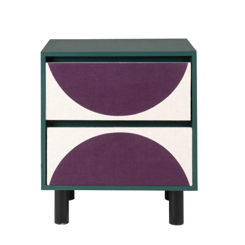 Möbel Kleinmöbel | Kleinmöbel mit 2 Schubladen, grün, beige und violett - BI64964