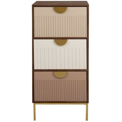 Möbel Kleinmöbel | Kleinmöbel mit 3 Schubladen, rosa, weiß und mattgold - UJ32078