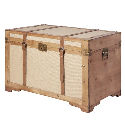 Möbel Aufbewahrungsboxen und Truhen | Koffer in ecru Leinen - QV41566