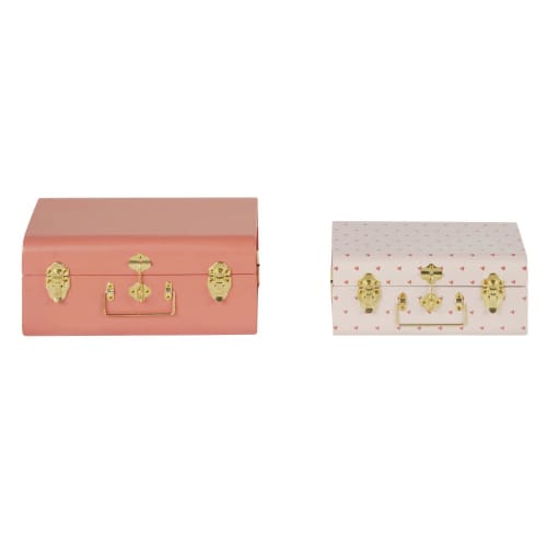 Koffertruhen aus rosa- und goldfarbenem Metall, Set aus 2