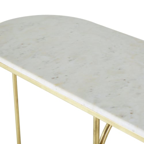 Möbel Konsolen- und Wandtische | Konsole aus messingfarbenem Metall und weißem Marmor - XR32224