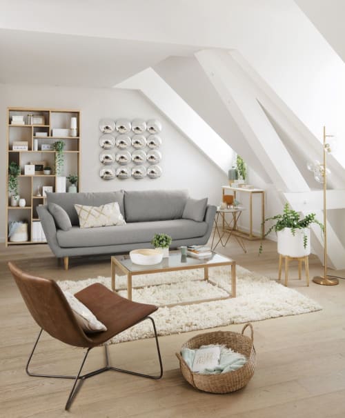 Möbel Konsolen- und Wandtische | Konsole aus weißem Marmor und massiver Eiche - YT09306