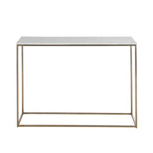 Möbel Konsolen- und Wandtische | Konsole aus weißem Marmor und messingfarbenem Metall - HU18506