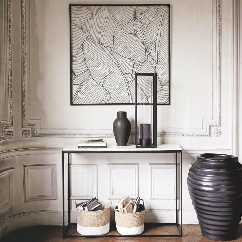 Möbel Konsolen- und Wandtische | Konsole aus weißem Marmor und schwarzem Metall - XI97589