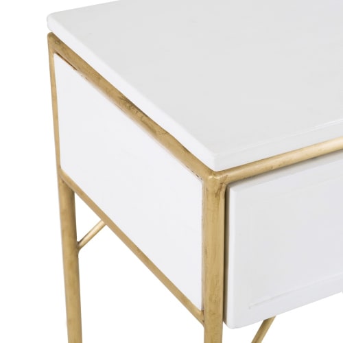 Möbel Konsolen- und Wandtische | Konsole mit 3 Schubladen aus massivem Akazieholz, weiß - VS23919