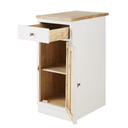 Küchenunterschrank mit 1 Tür und 1 Schublade aus massivem Mangoholz