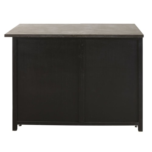 Küchenunterschrank mit 1 Tür und 1 Schublade aus vergrautem recyceltem